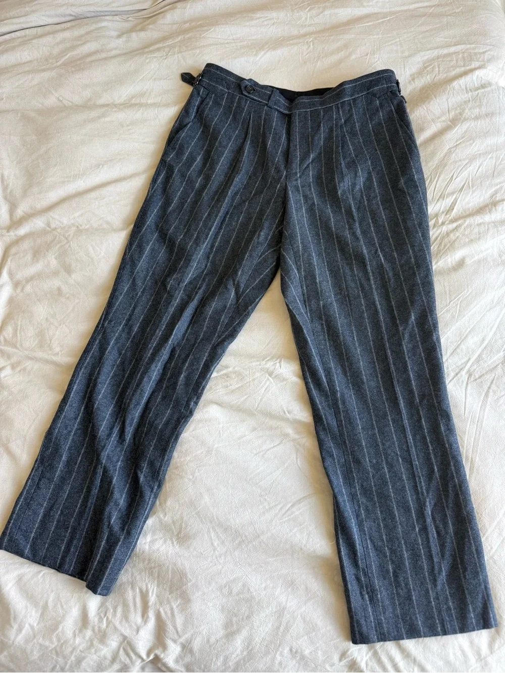 Men's Charcoal Pinstripe Dress Pants - Classic Tailored Fit